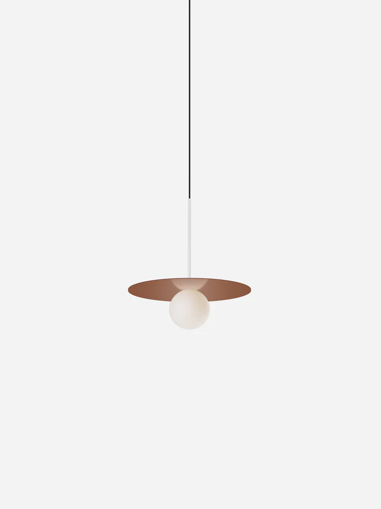Pablo Designs Bola Disc Colors pendant – 12" Clay disc, Matte White stem