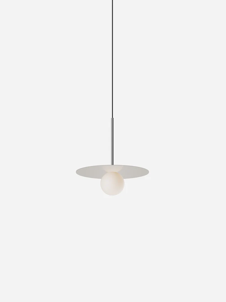 Pablo Designs Bola Disc Colors pendant – 12" Sand disc, Chrome stem