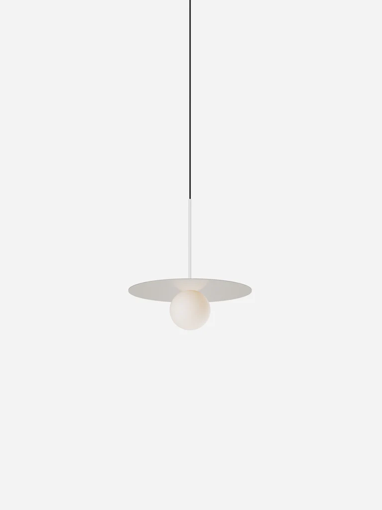 Pablo Designs Bola Disc Colors pendant – 12" Sand disc, Matte White stem