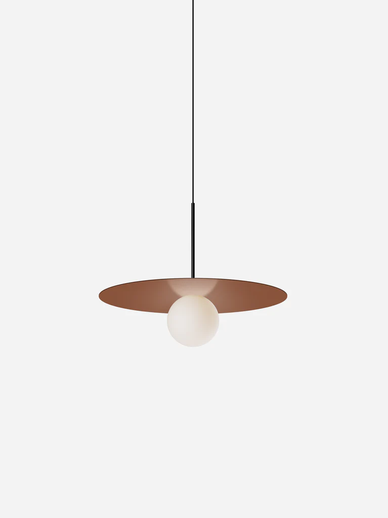 Pablo Designs Bola Disc Colors pendant – 18" Clay disc, Matte Black stem