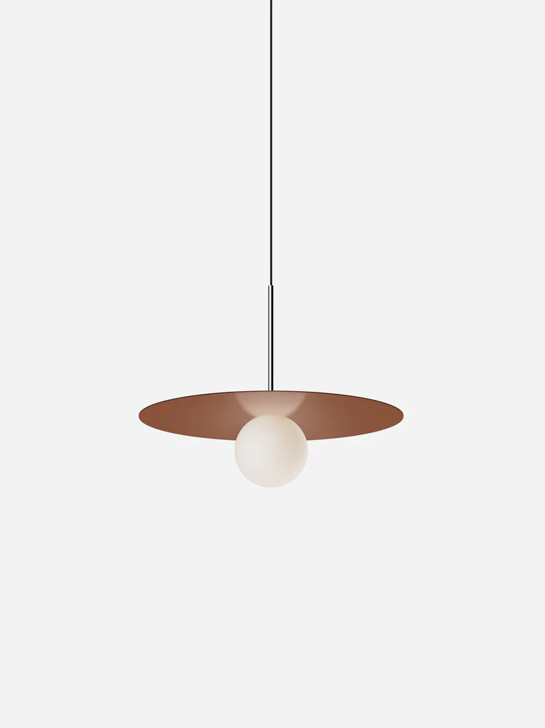 Pablo Designs Bola Disc Colors pendant – 18" Clay disc, Chrome stem