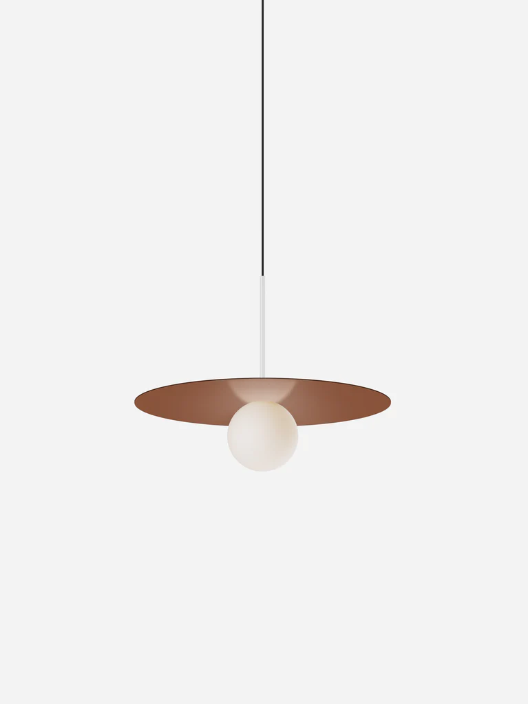 Pablo Designs Bola Disc Colors pendant – 18" Clay disc, Matte White stem
