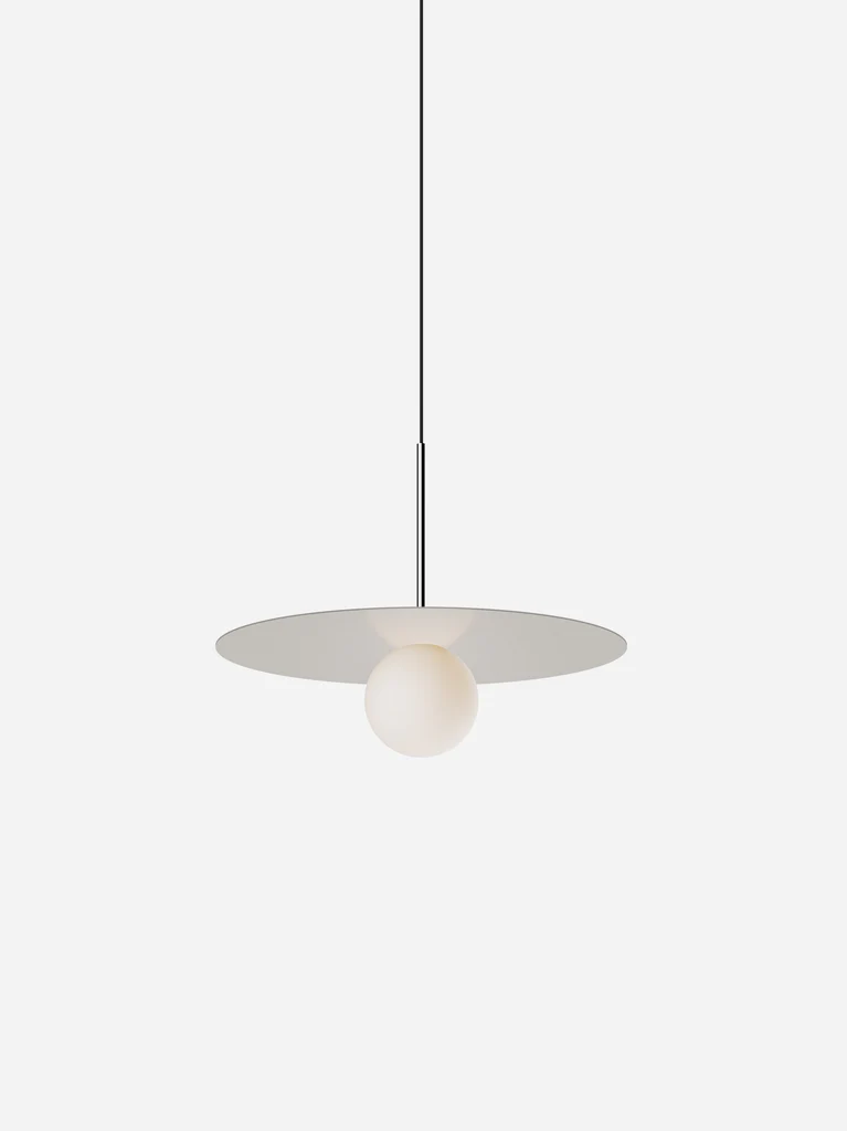 Pablo Designs Bola Disc Colors pendant – 18" Sand disc, Chrome stem