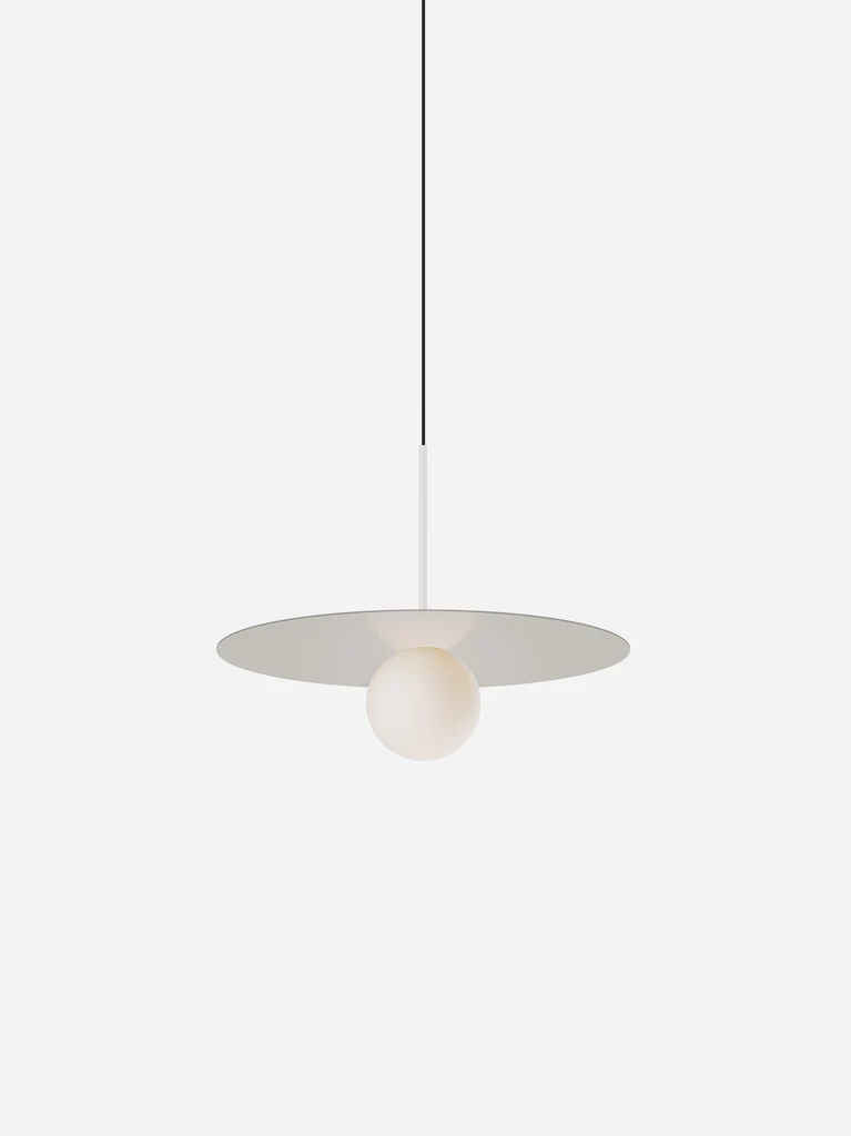 Pablo Designs Bola Disc Colors pendant – 18" Sand disc, Matte White stem