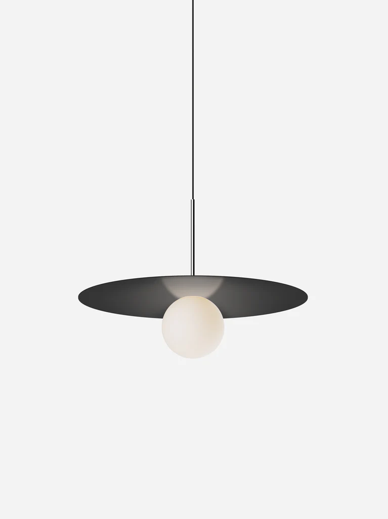 Pablo Designs Bola Disc Colors pendant – 22" Black disc, Chrome stem