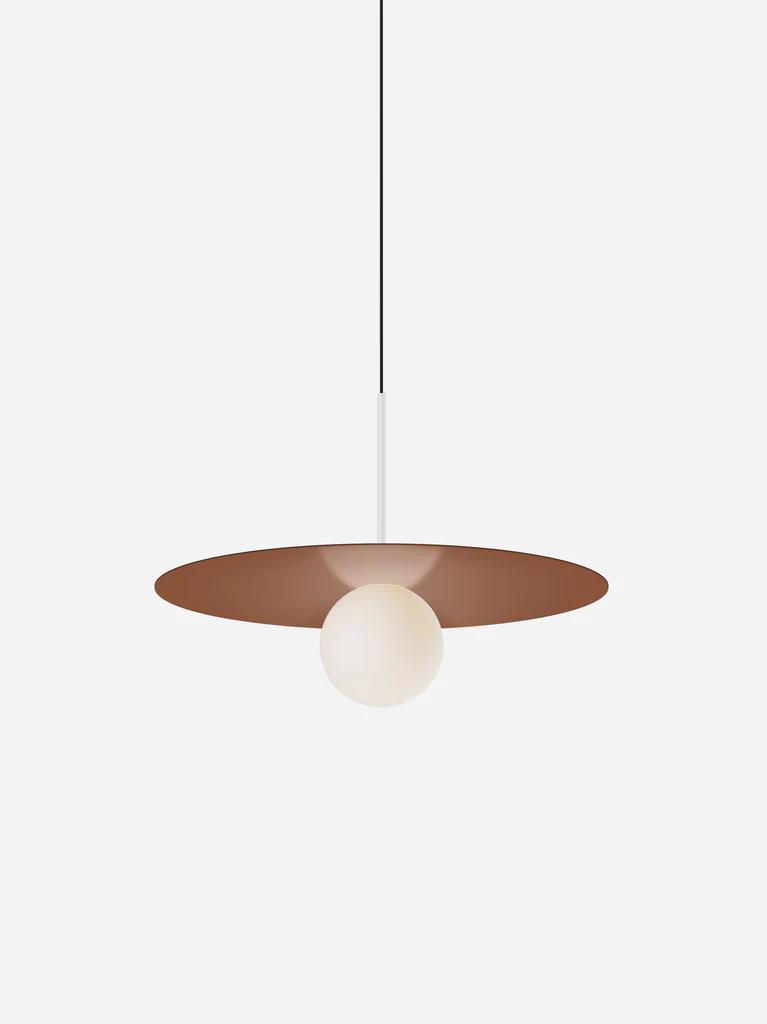Pablo Designs Bola Disc Colors pendant – 22" Clay disc, Matte White stem
