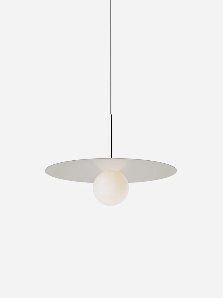 Pablo Designs Bola Disc Colors pendant – 22" Sand disc, Chrome stem