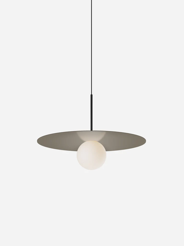 Pablo Designs Bola Disc Colors pendant – 22" Taupe disc, Matte Black stem
