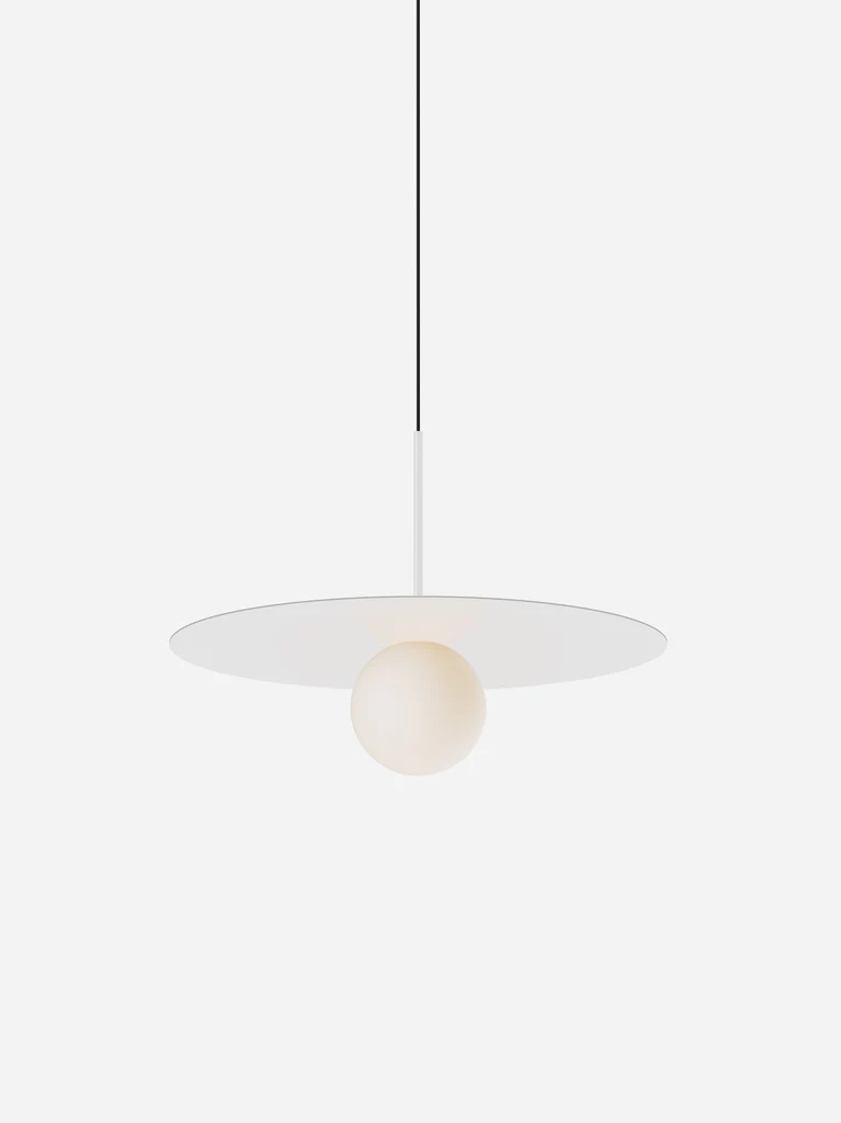 Pablo Designs Bola Disc Colors pendant – 22" White disc, Matte White stem