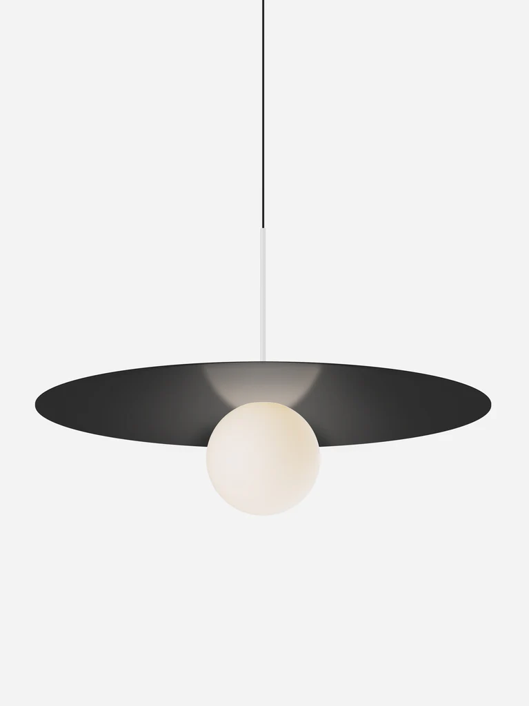Pablo Designs Bola Disc Colors pendant – 32" Black disc, Matte White stem