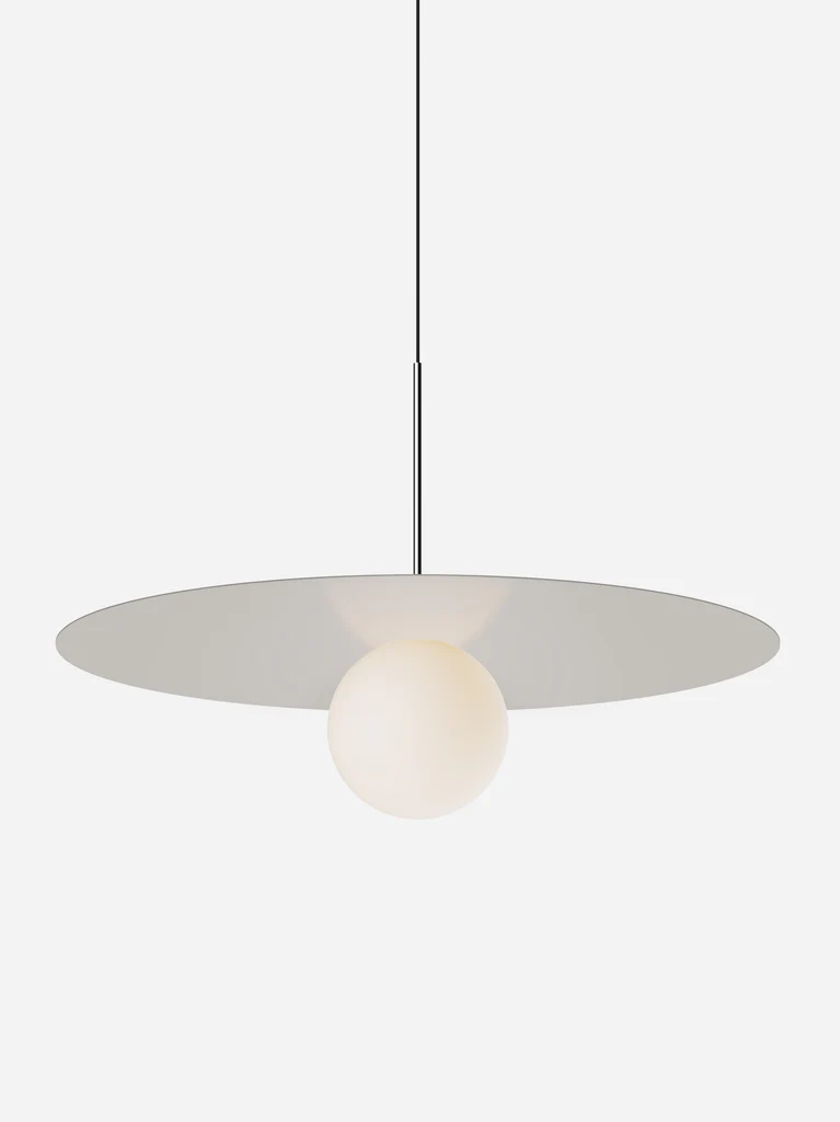 Pablo Designs Bola Disc Colors pendant – 32" Sand disc, Chrome stem