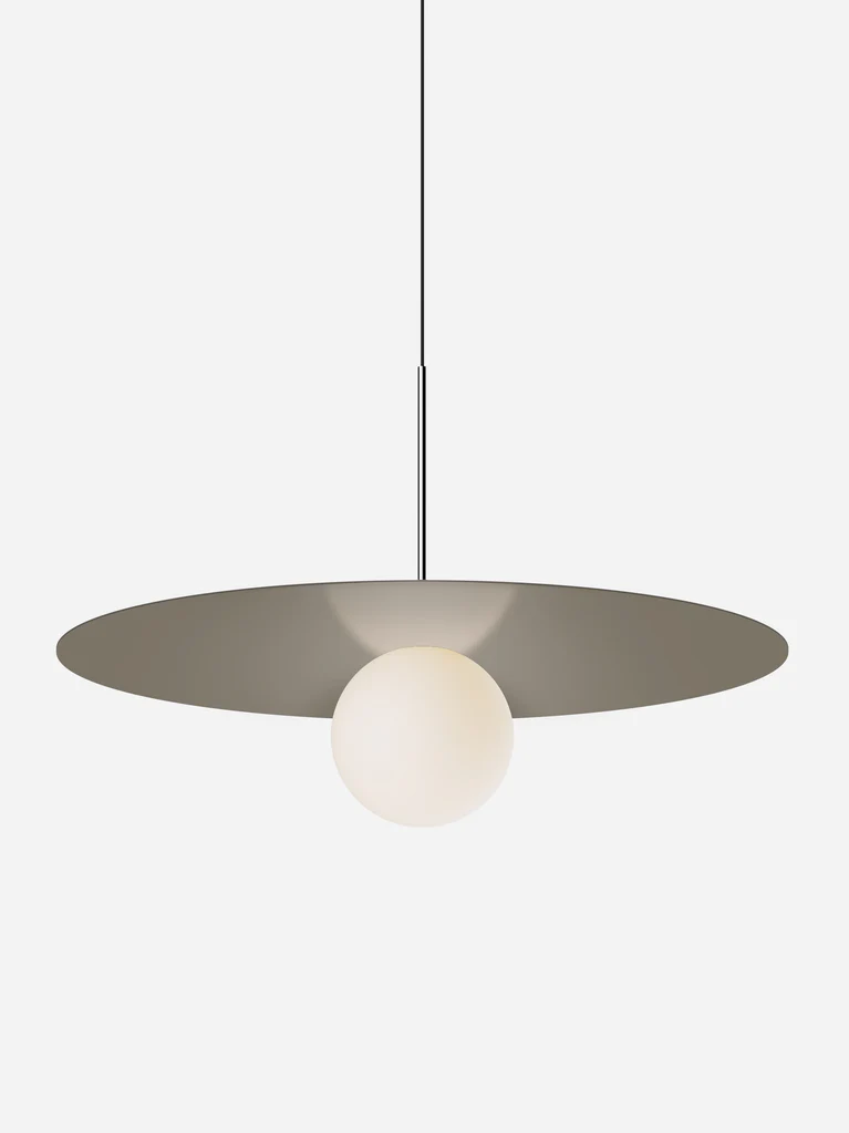 Pablo Designs Bola Disc Colors pendant – 32" Taupe disc, Chrome stem