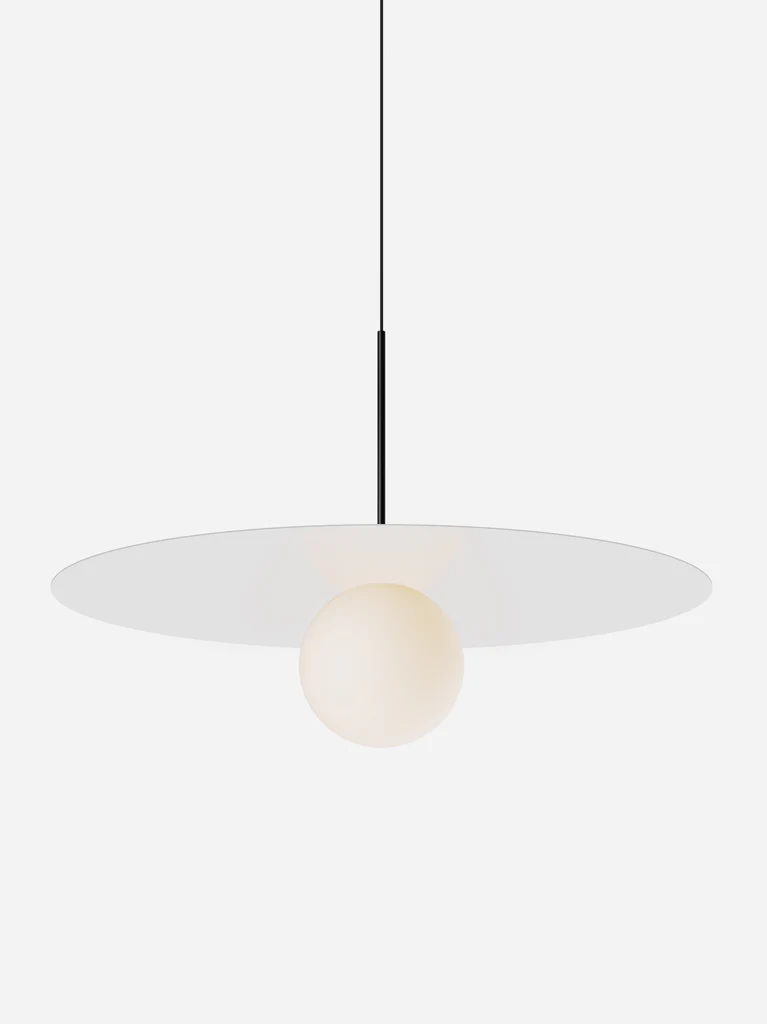 Pablo Designs Bola Disc Colors pendant – 32" White disc, Matte Black stem