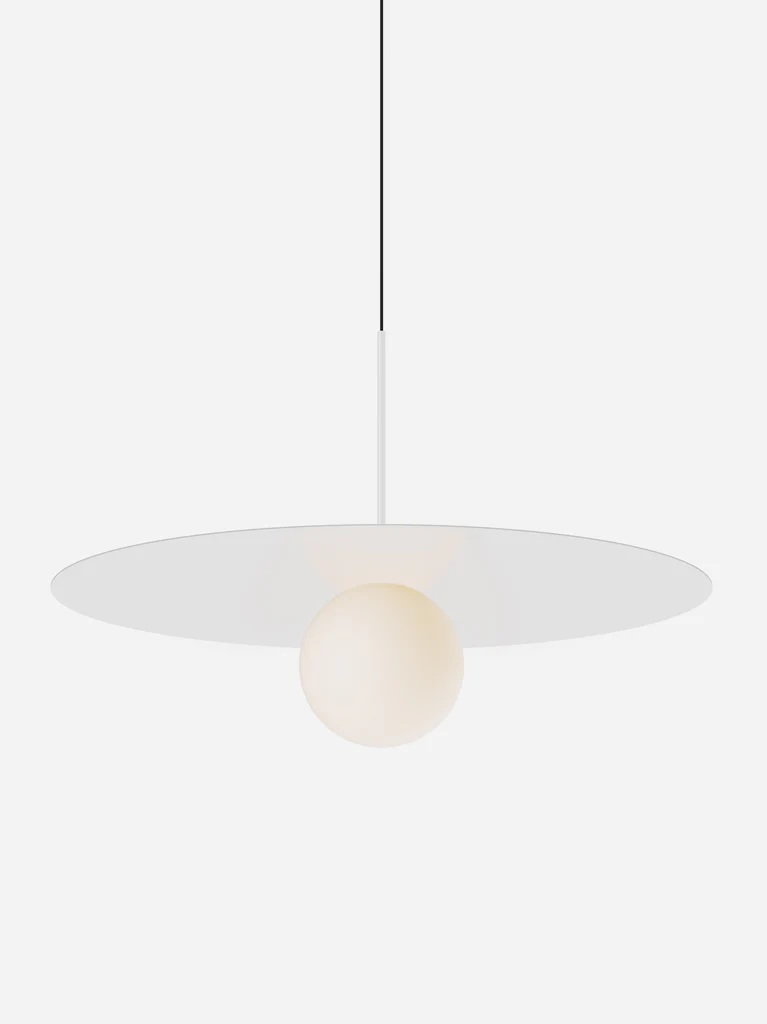 Pablo Designs Bola Disc Colors pendant – 32" White disc, Matte White stem