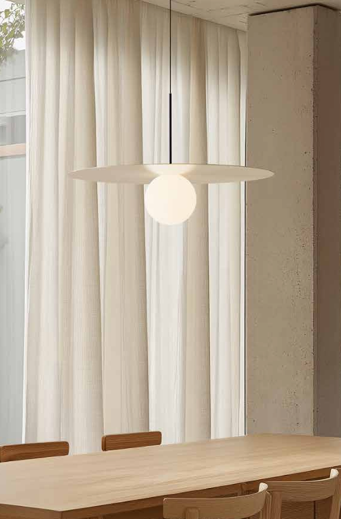 Pablo Designs Bola Disc Colors LED pendant, matte disc with opal glass globe – view 2