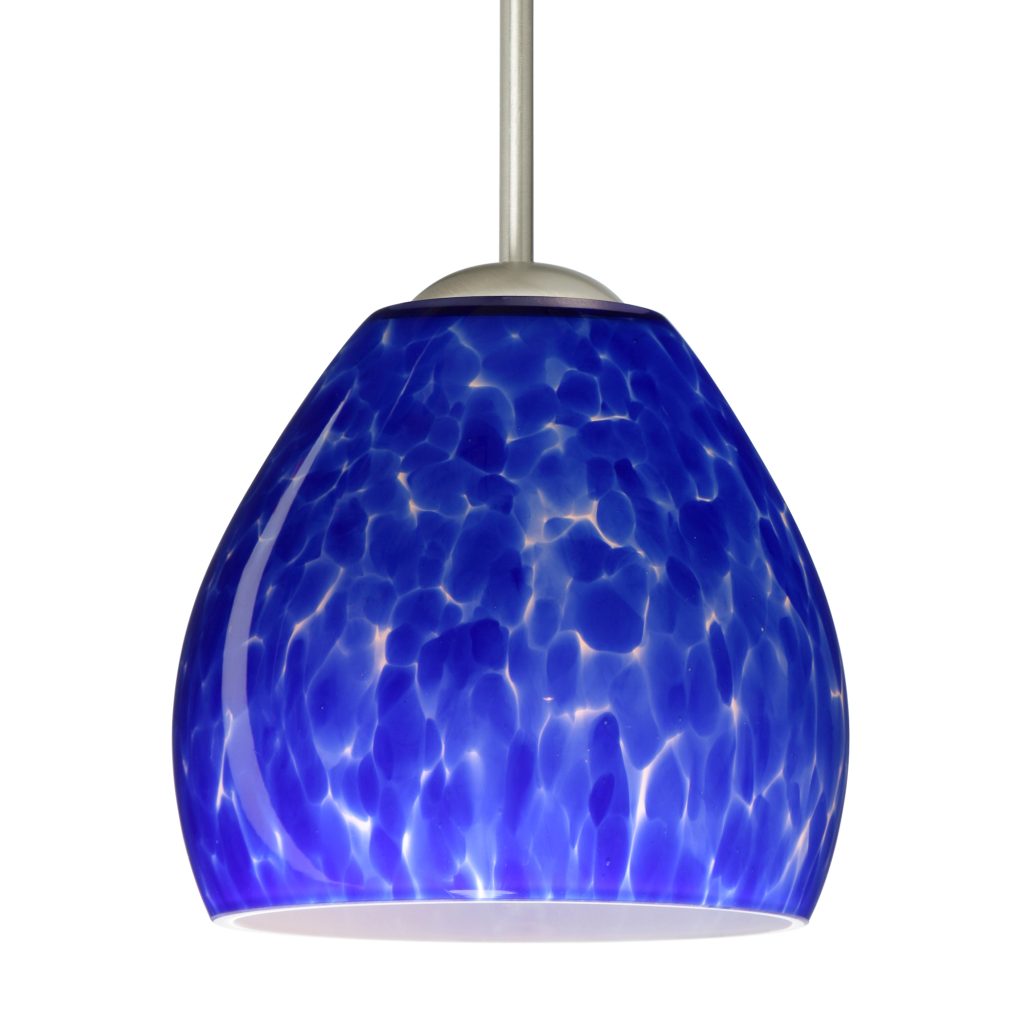 Modern Besa Bolla pendant featuring artisan Blue Cloud glass and warm ambient lighting