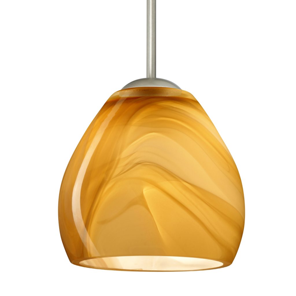 Contemporary Besa Bolla pendant featuring artisan Honey glass and warm ambient illumination