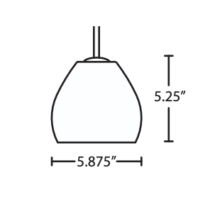 Besa Bolla pendant dimension diagram showing glass shade measurements and overall proportions