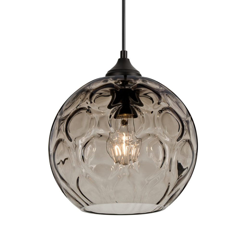 Contemporary smoke glass shade with optical detailing for ambient lighting