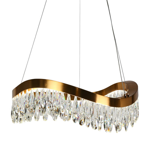 Modern Glam Chandelier Broderick 25 Inch Brass - LNC Home