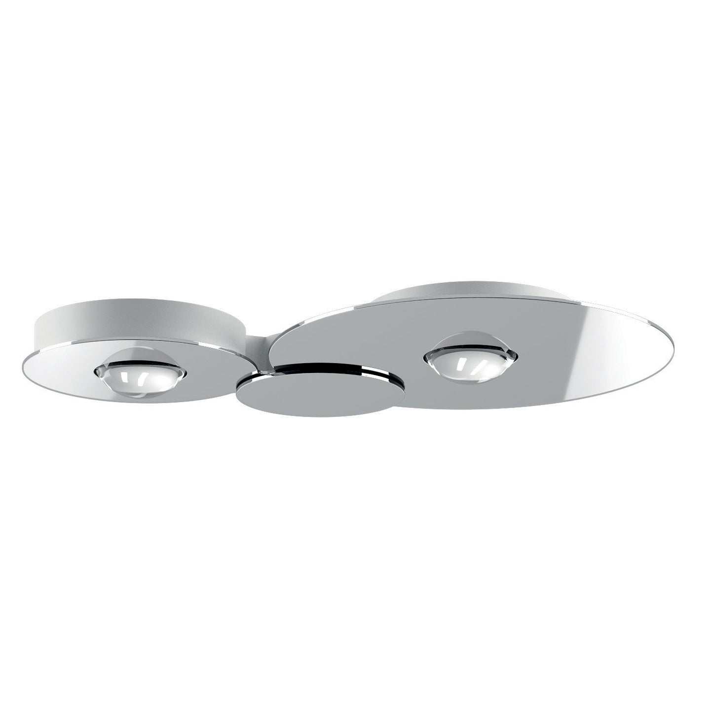 Chrome Lodes Bugia Double flush mount installed in a hallway