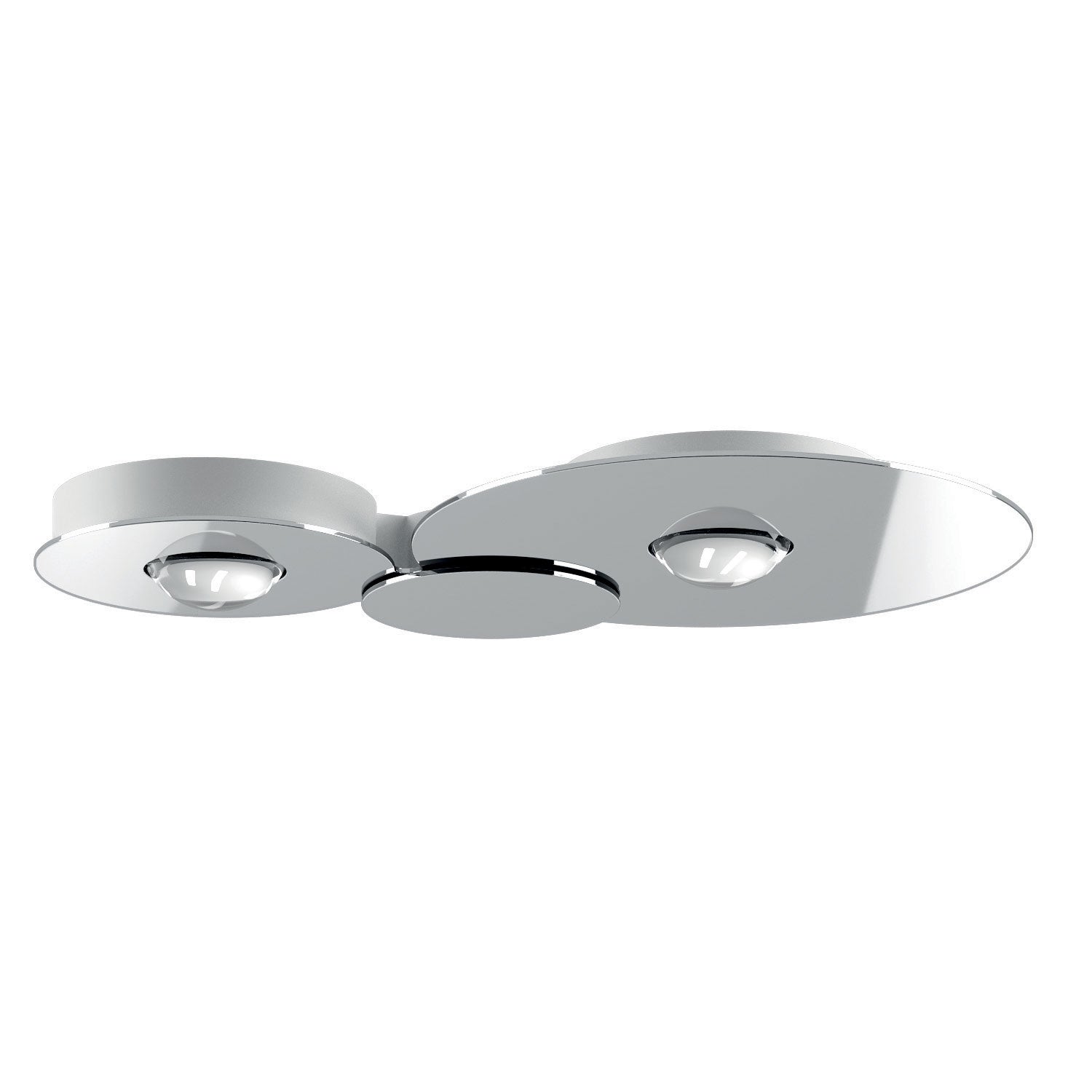 Chrome Lodes Bugia Double flush mount installed in a hallway