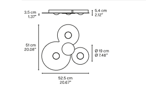 Bugia Triple Ceiling Flush Light by Lodes