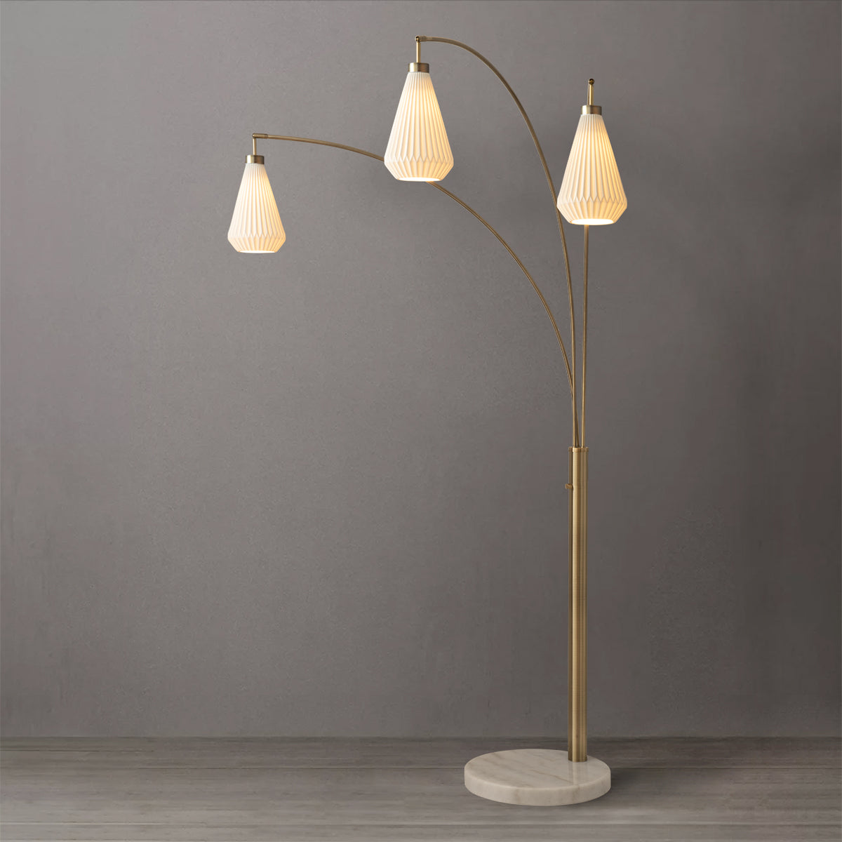 Concord Bone Porcelain 3-Light Arc Floor Lamp, 85" by Nova of California – view 3