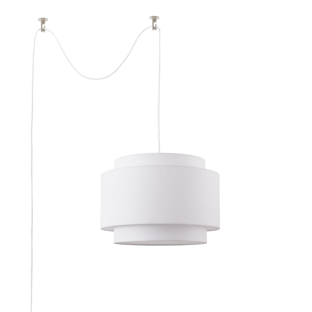 Coronado Swag Lamp by Nova of California, White body, Satin Nickel base – view 2