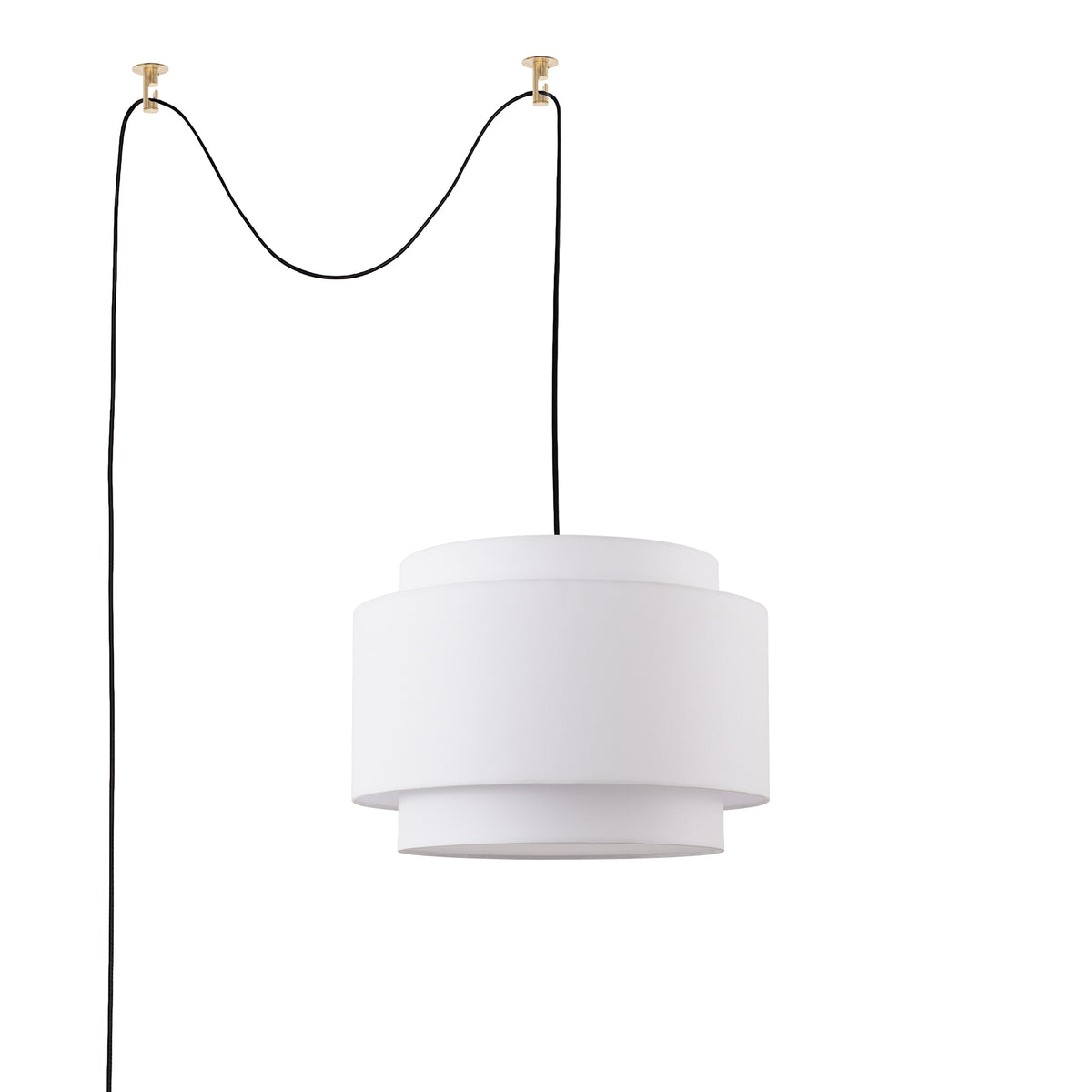 Coronado Swag Lamp by Nova of California, Black body, Weathered Brass base – view 1