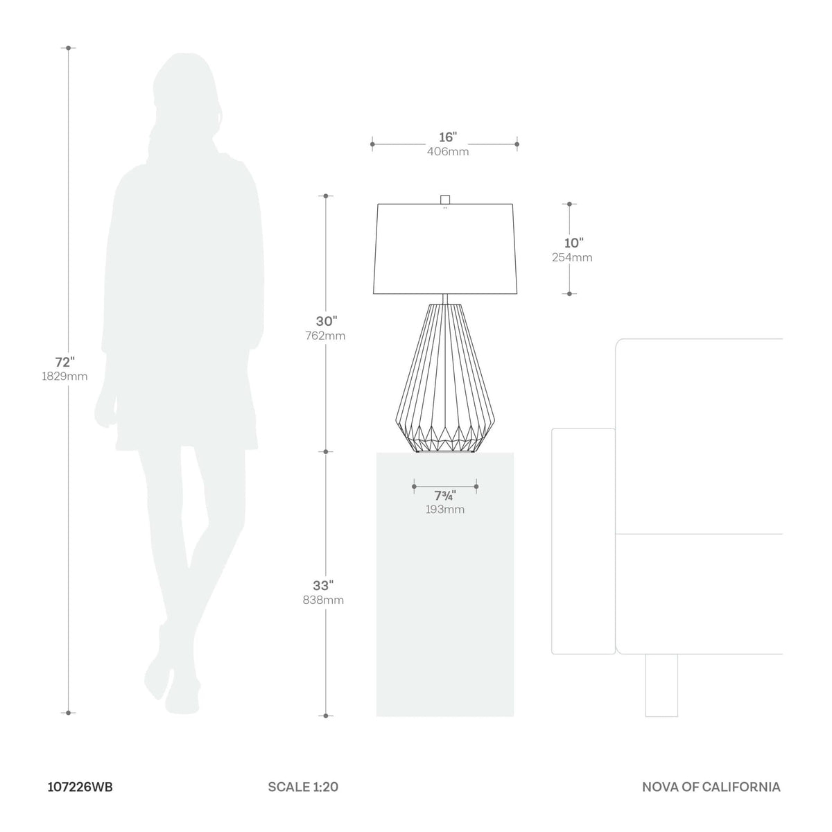 Concord Bone Porcelain Table Lamp, 23" by Nova of California – view 10