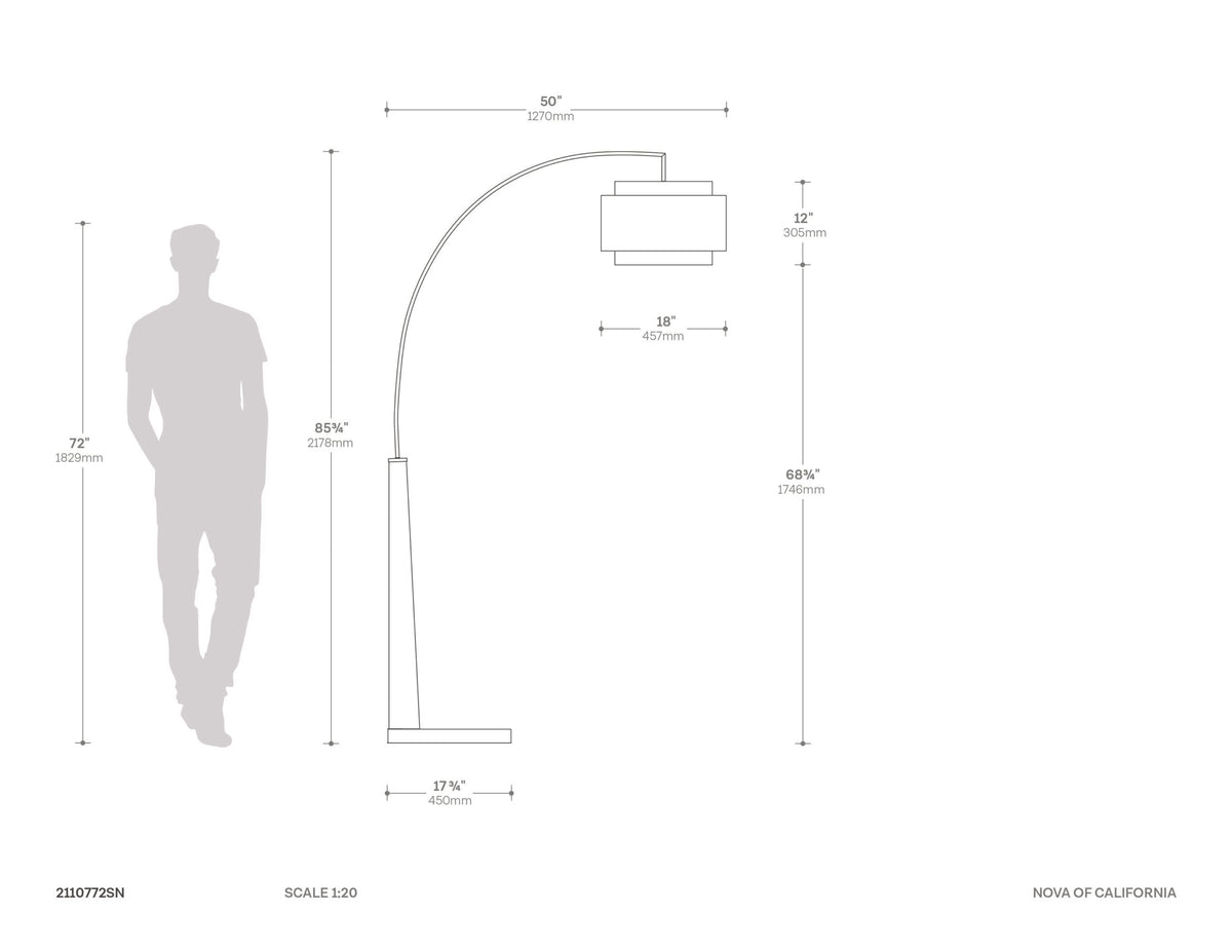 Coronado 1-Light Arc Floor Lamp by Nova of California – view 9