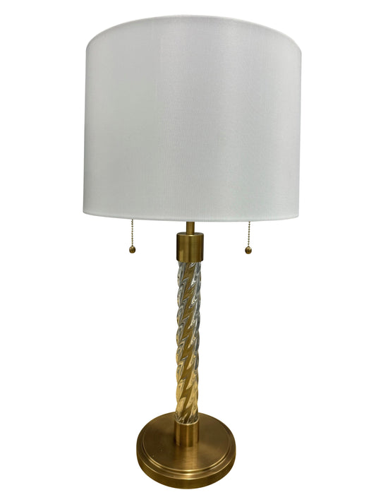 House of Troy Chloe 30.5" Glass Column Table Lamp in Brushed Brass