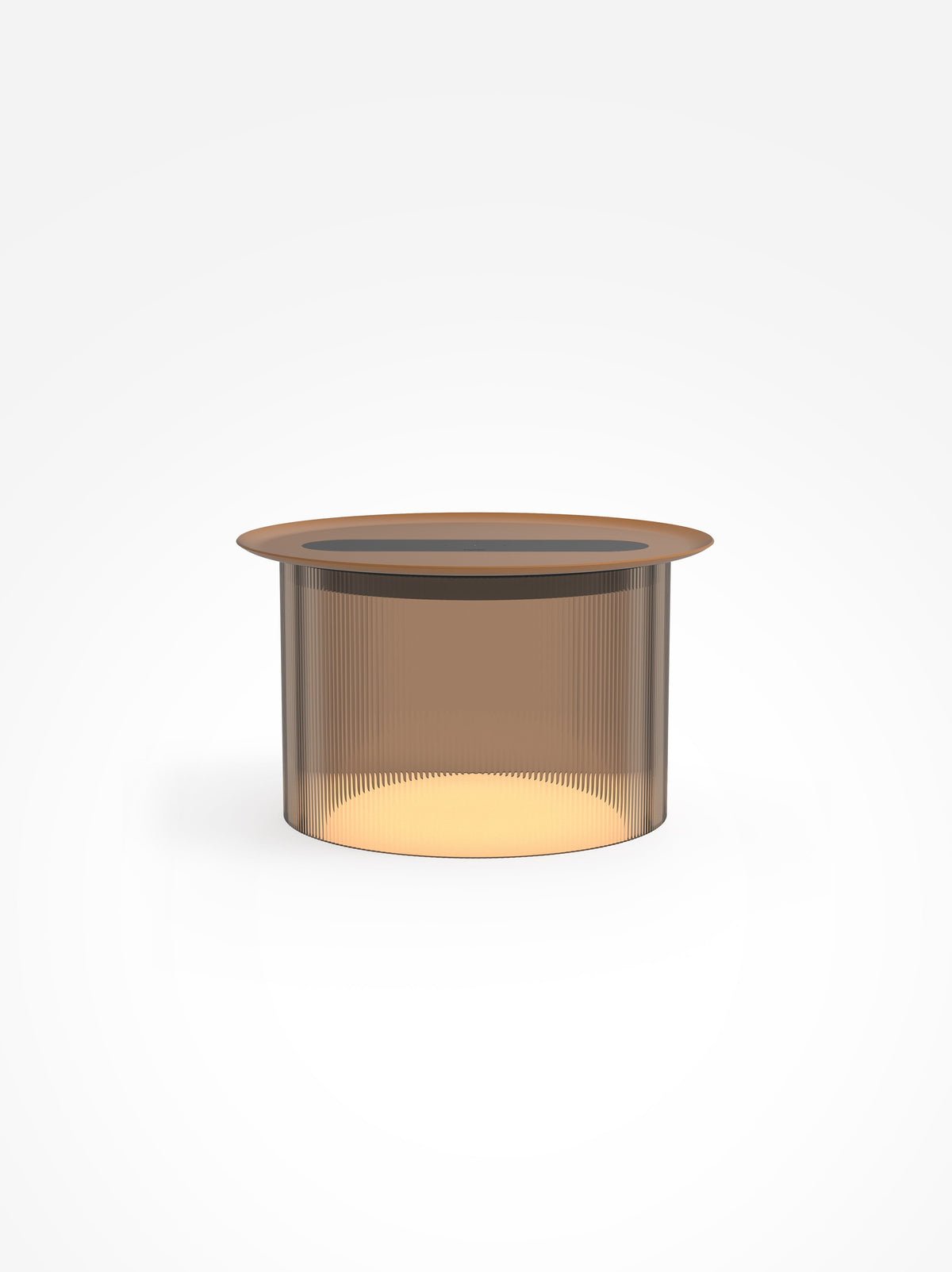 Carousel large wireless-charging table lamp, bronze base, terracotta tray, 12 in tray, studio shot