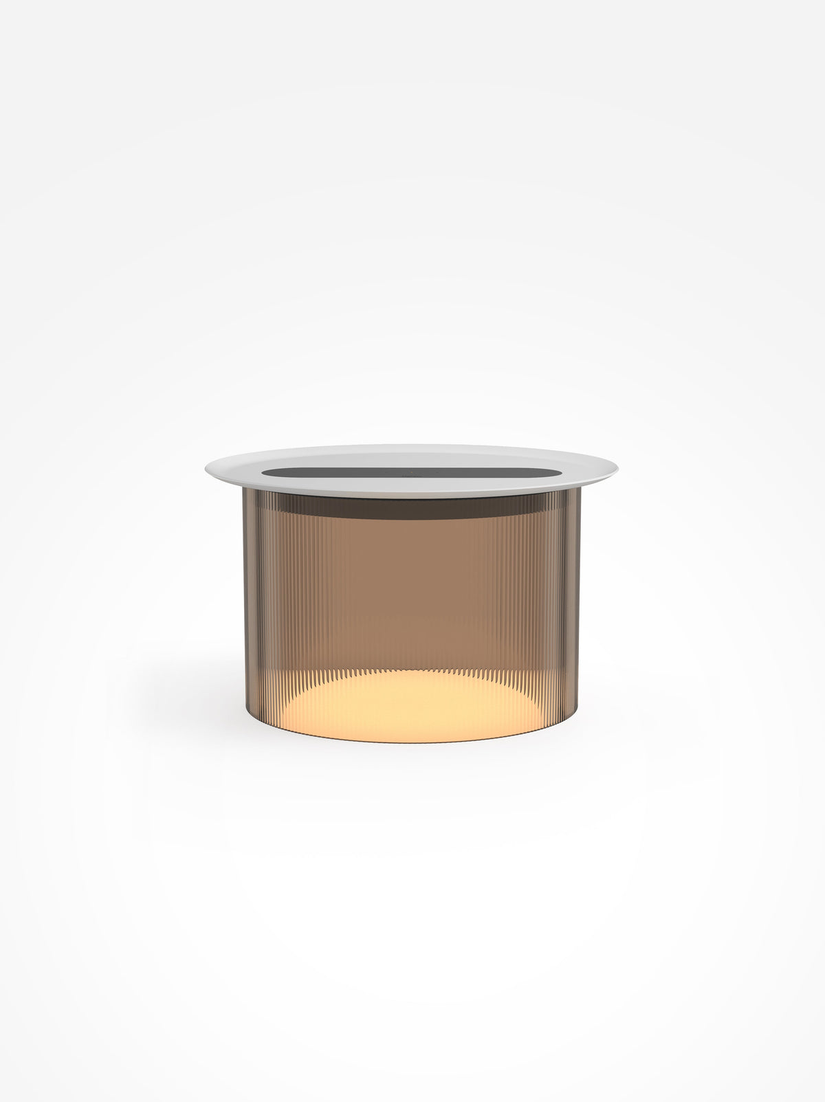 Carousel large wireless-charging table lamp, bronze base, white tray, 12 in tray, studio shot