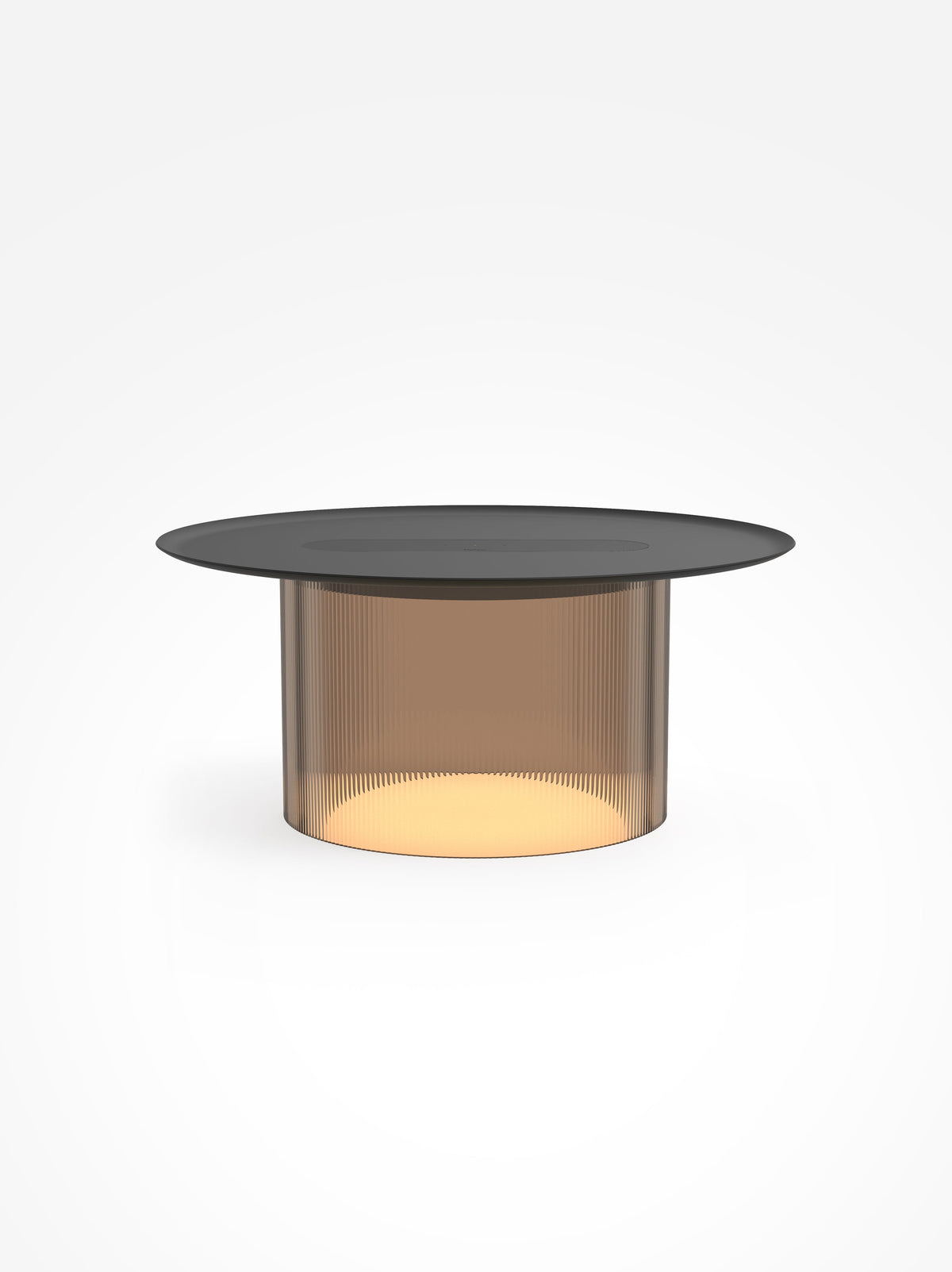 Carousel large wireless-charging table lamp, bronze base, black tray, 16 in tray, studio shot