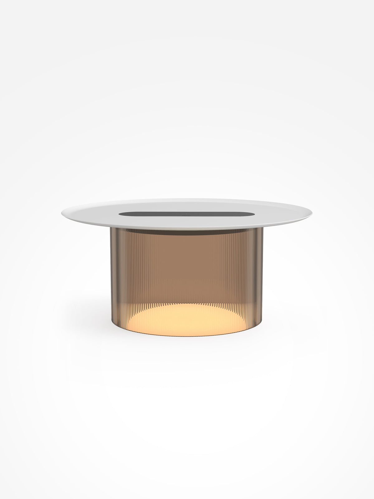 Carousel large wireless-charging table lamp, bronze base, white tray, 16 in tray, studio shot