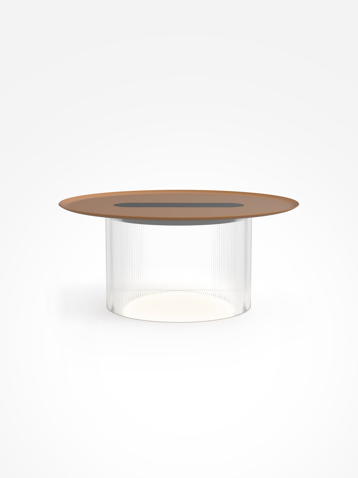 Carousel large wireless-charging table lamp, clear base, terracotta tray, 16 in tray, studio shot
