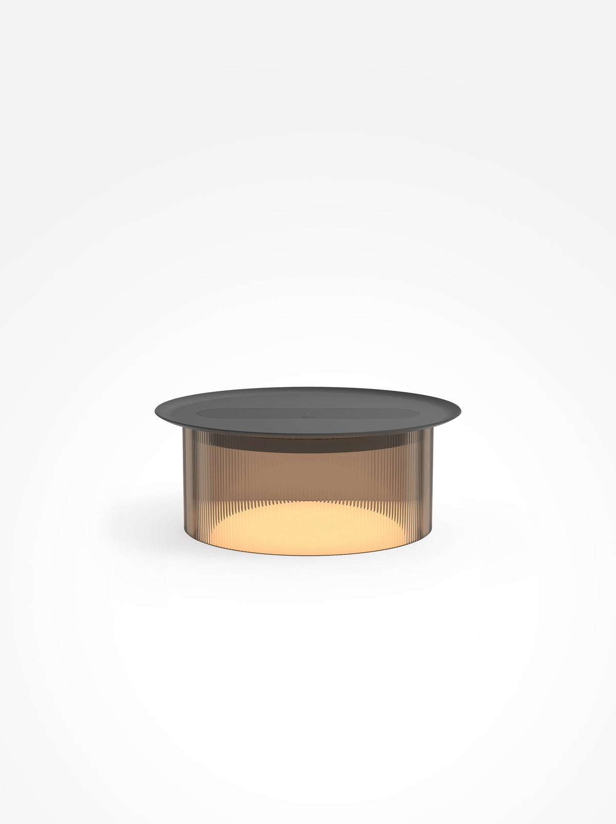 Carousel wireless-charging table lamp, bronze base, black tray, 12 in tray, studio shot