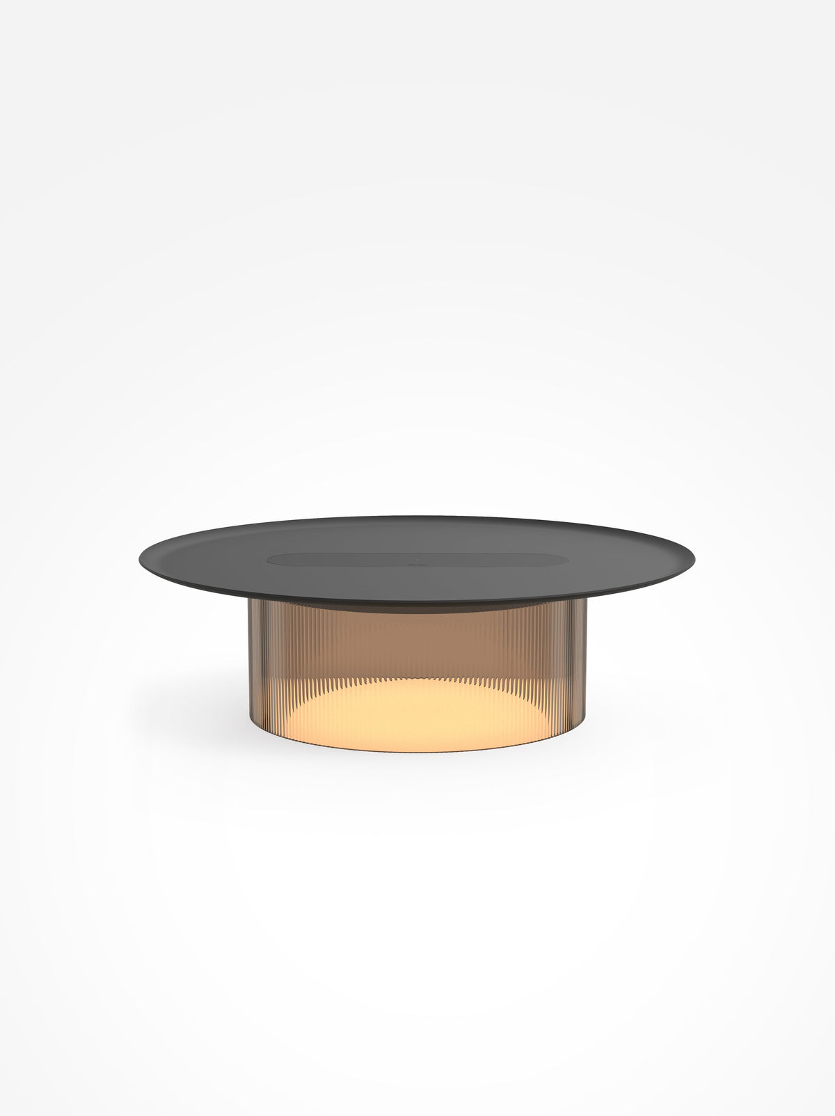 Carousel wireless-charging table lamp, bronze base, black tray, 16 in tray, studio shot