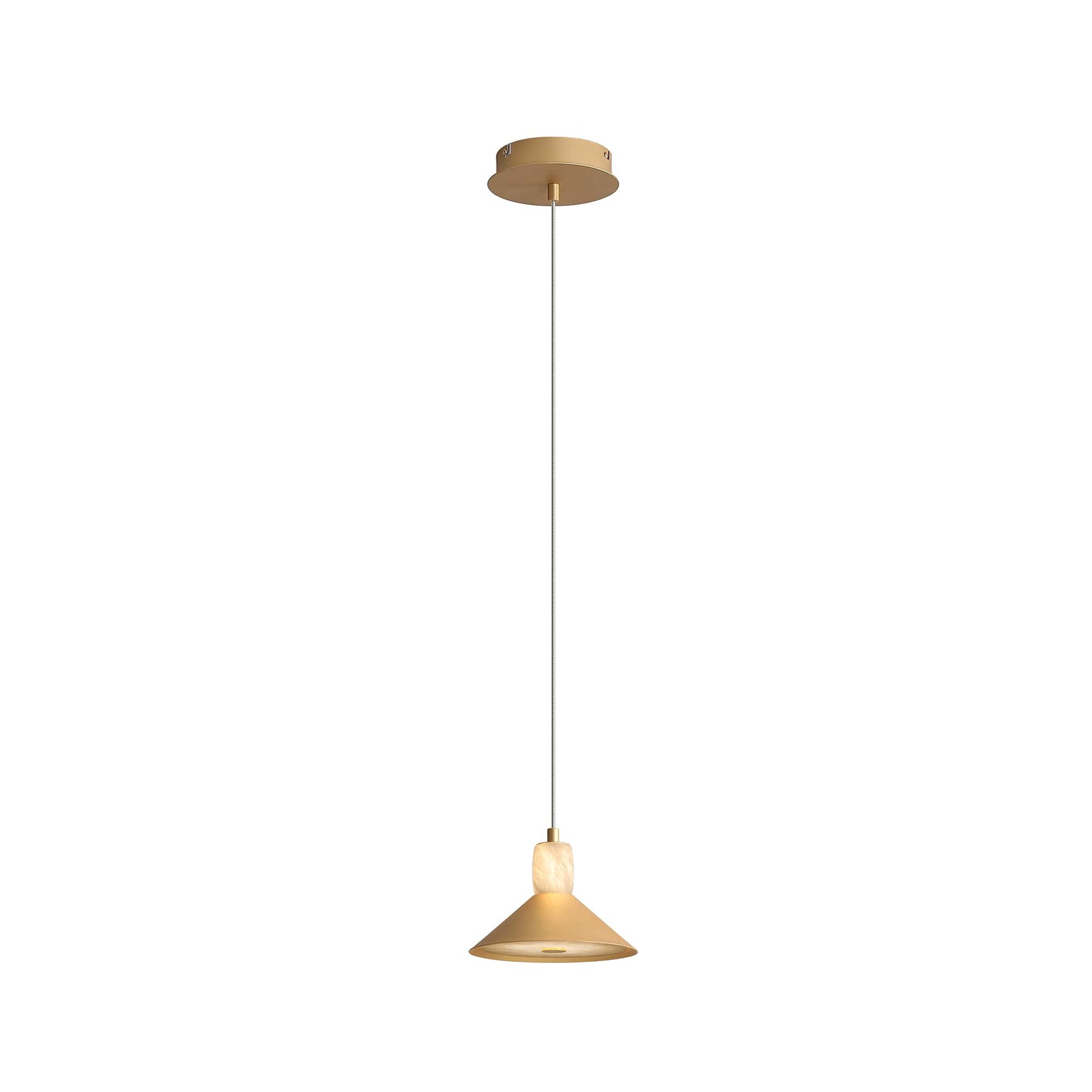 Spanish Alabaster & Aluminum One-Light Chandelier by Finesse Decor CH-AS25-1-1G