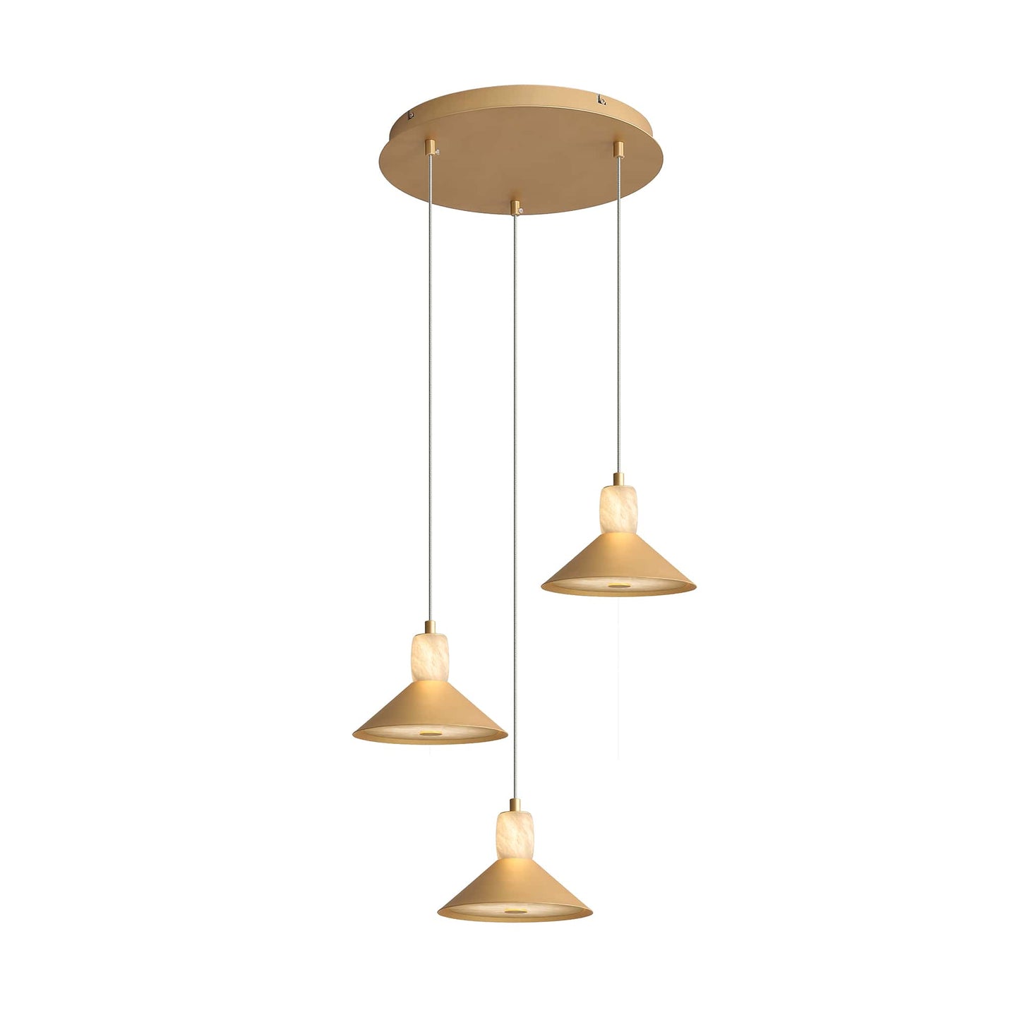 Spanish Alabaster & Aluminum Three-Light Chandelier by Finesse Decor CH-AS25-1-3G