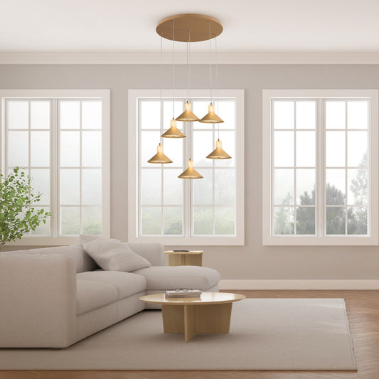 Spanish Alabaster & Aluminum Six-Light Chandelier by Finesse Decor CH-AS25-1-6G