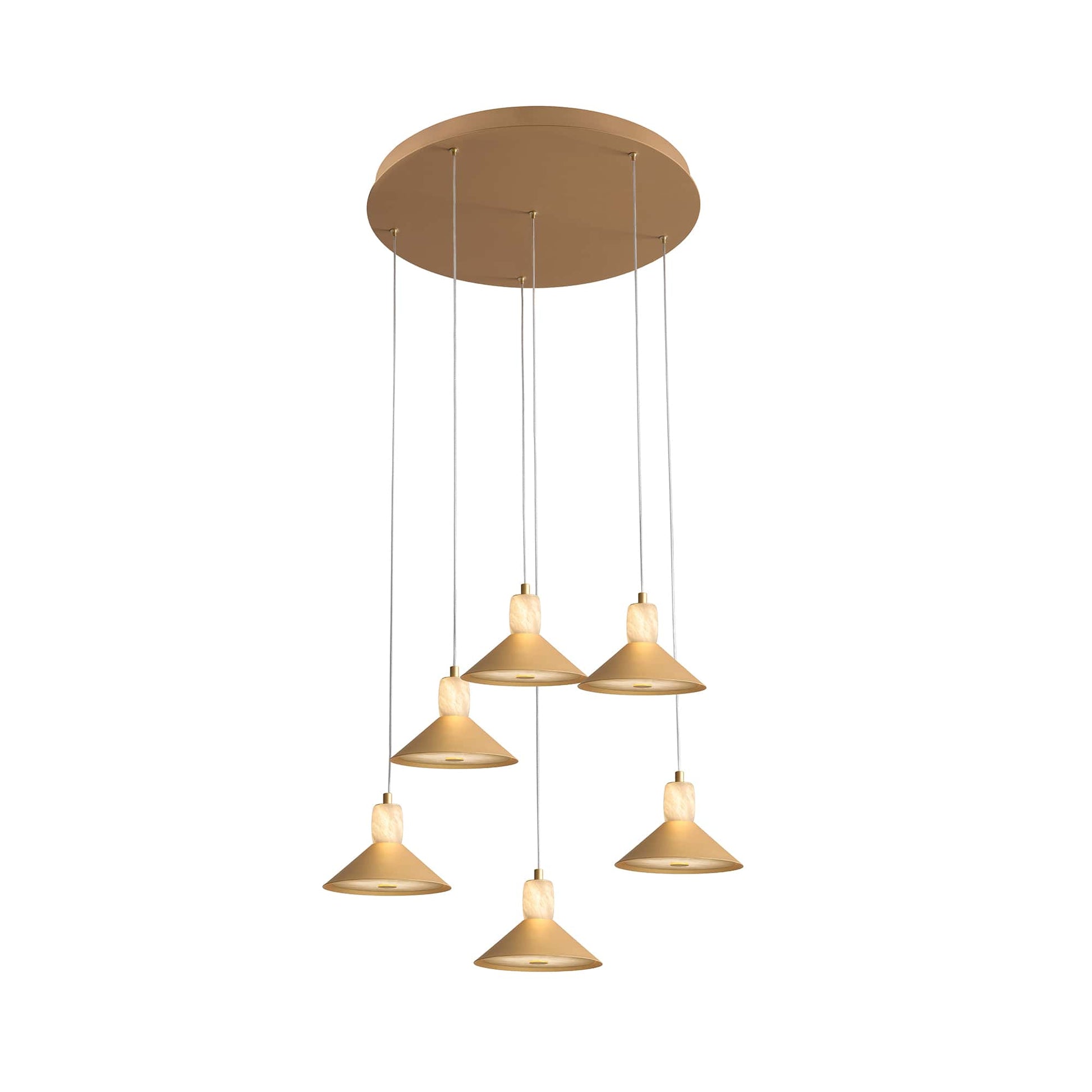 Spanish Alabaster & Aluminum Six-Light Chandelier by Finesse Decor CH-AS25-1-6G