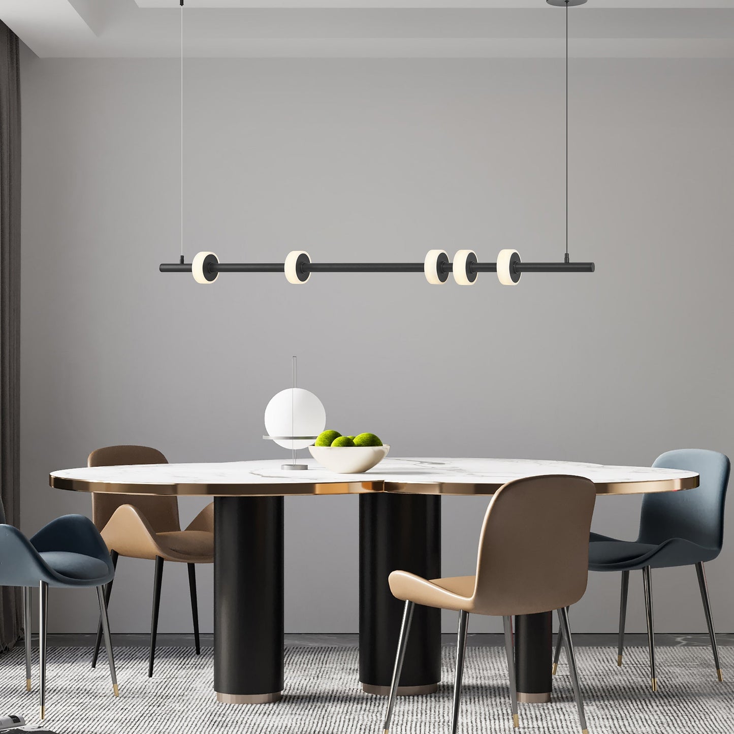 Aluminum and Spanish Alabaster Chandelier Black by Finesse Decor CH-DS25-1B
