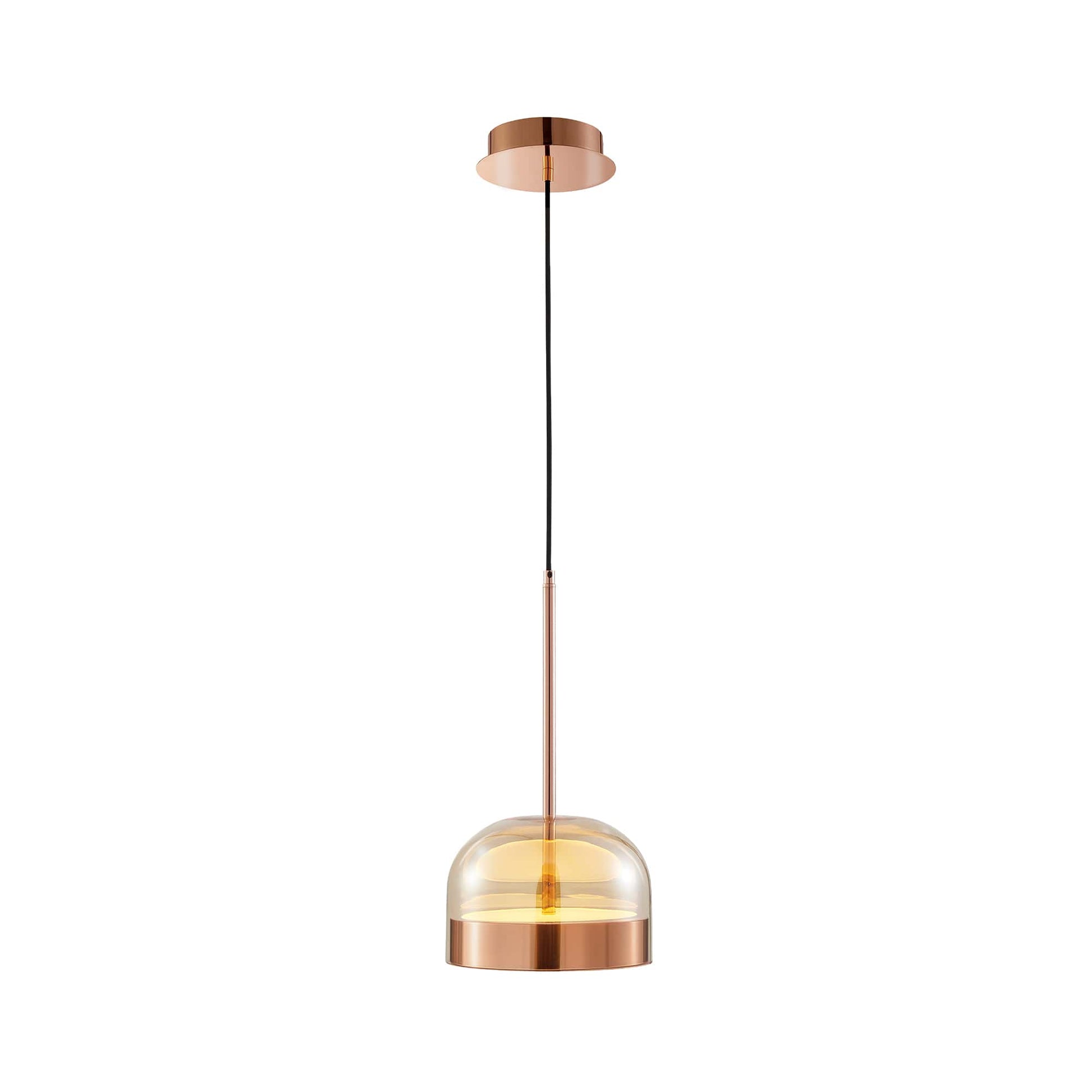 Iron and Champagne Glass Pendant Rose Gold by Finesse Decor CH-DS25-1CG