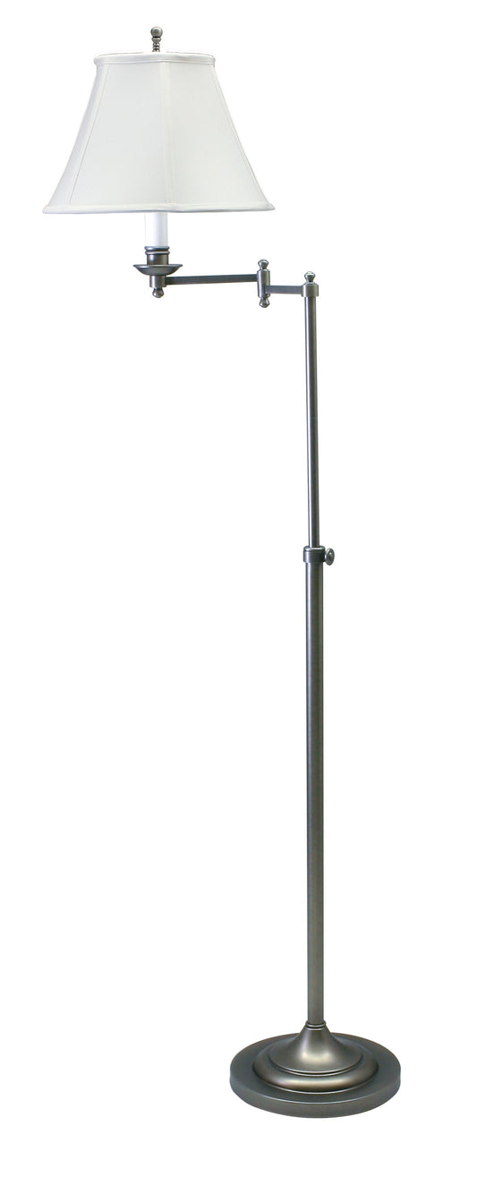 House of Troy Club Adjustable Swing Arm Floor Lamp in Antique Silver