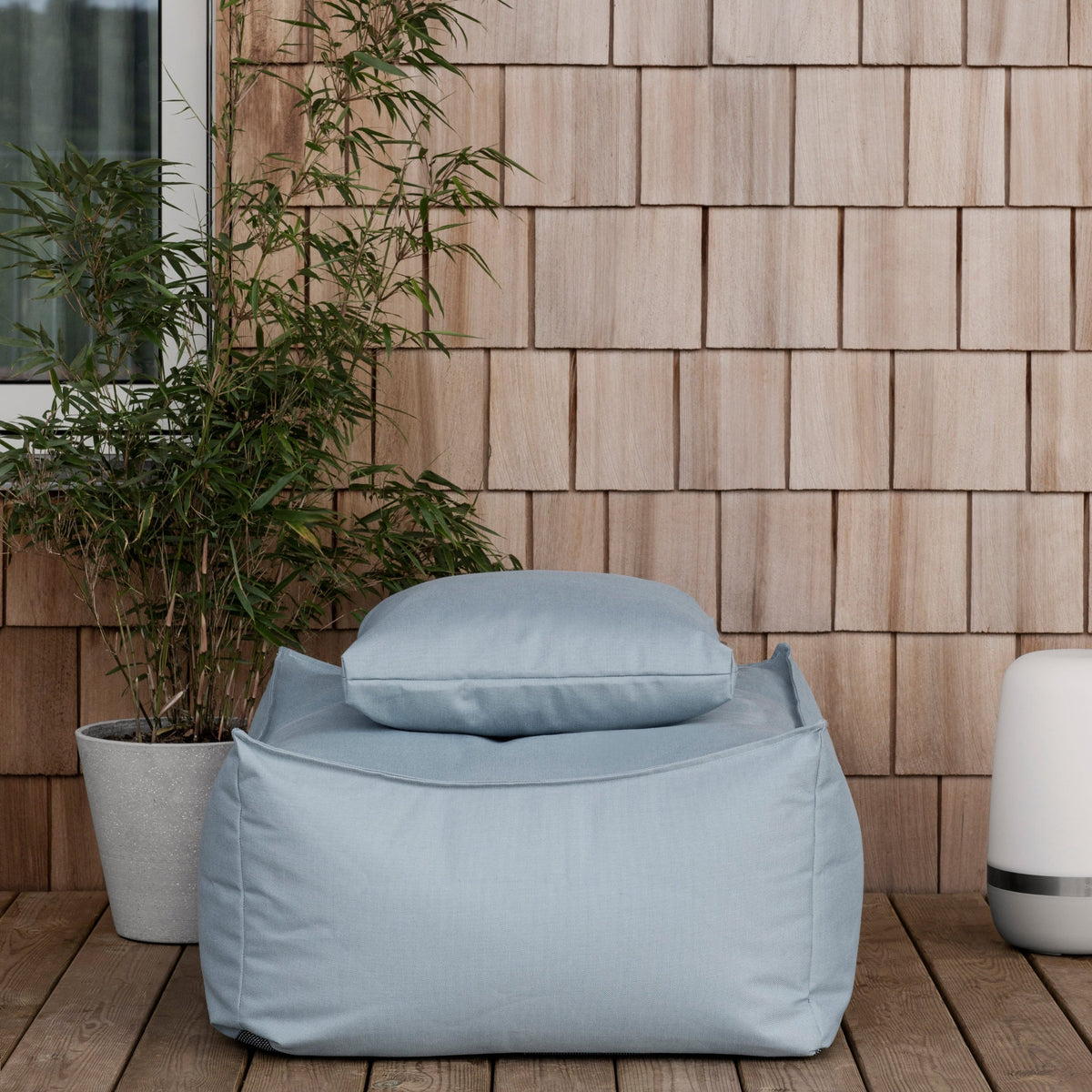 blomus STAY Outdoor Pouf Ottoman, 24 x 24 in – STAY outdoor pouf styled with blomus SPIRIT