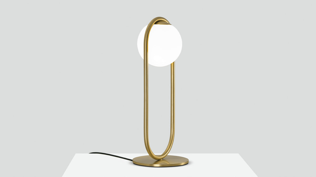 C-Ball T lamp with opal glass sphere by Stone Designs