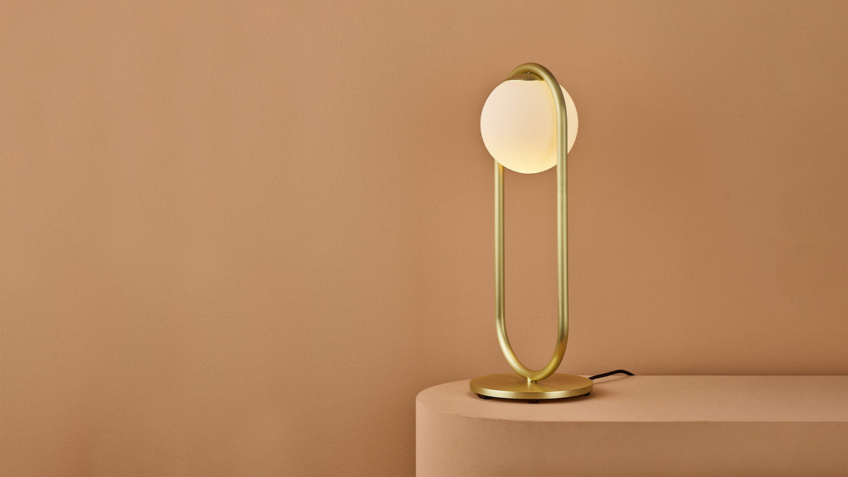 C-Ball T lamp with opal glass sphere by Stone Designs